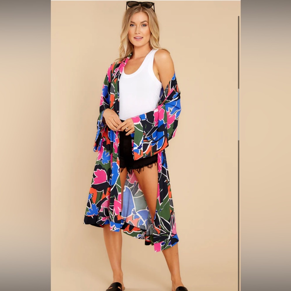 Olivaceous Bold Print long Cardigan